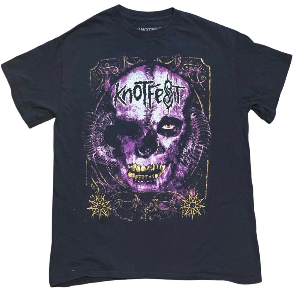 Slipknot Knotfest 2021 Roadshow Tour T-Shirt Black Purple Skull Men's Size Med